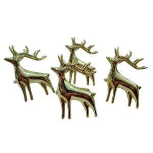Reindeer Napkin Rings Gold Tone Metal GUC Four Holiday Christmas Table